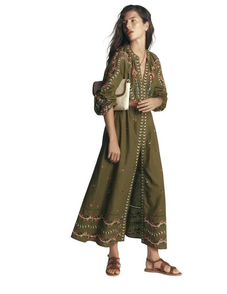 Embroidered Linen Dress