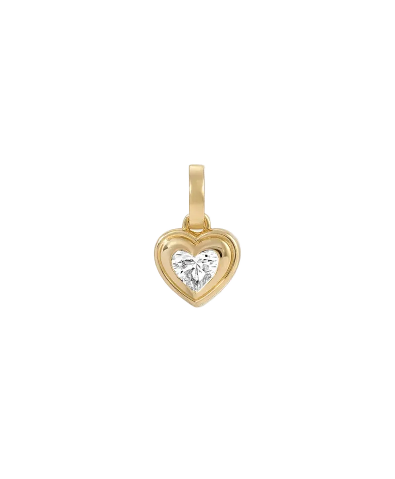 Groovy Diamond Solitaire Heart Hinged Charm - Lab Grown