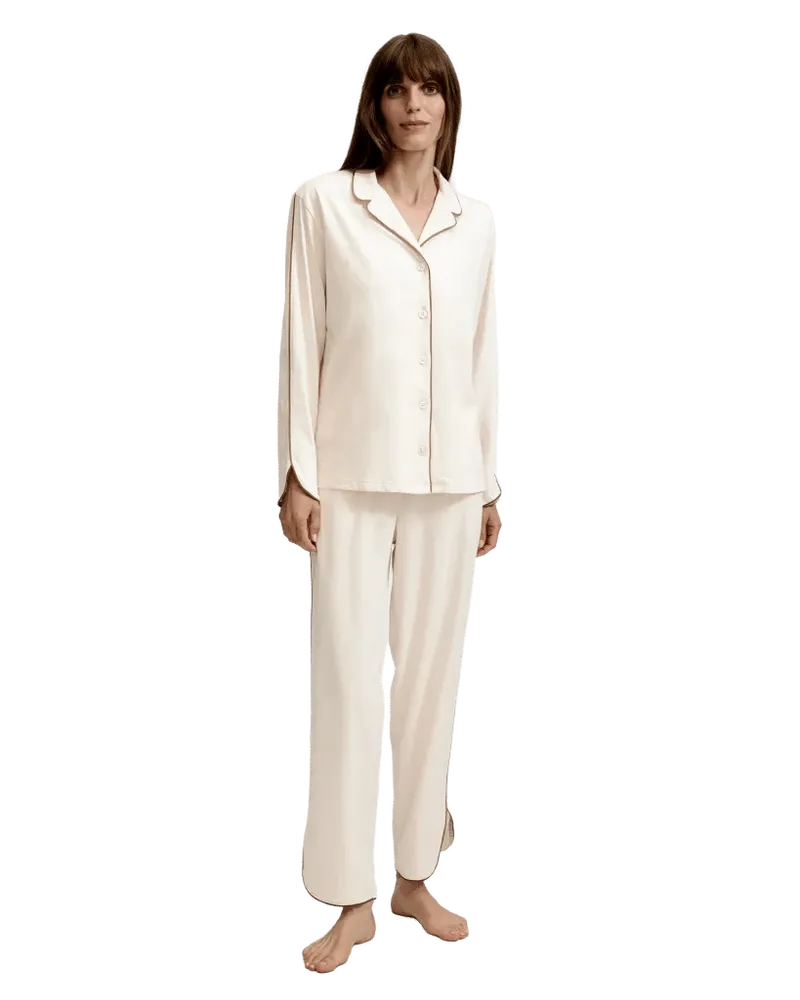 The Margaux Lightweight Pima Pajama Set in Ivory