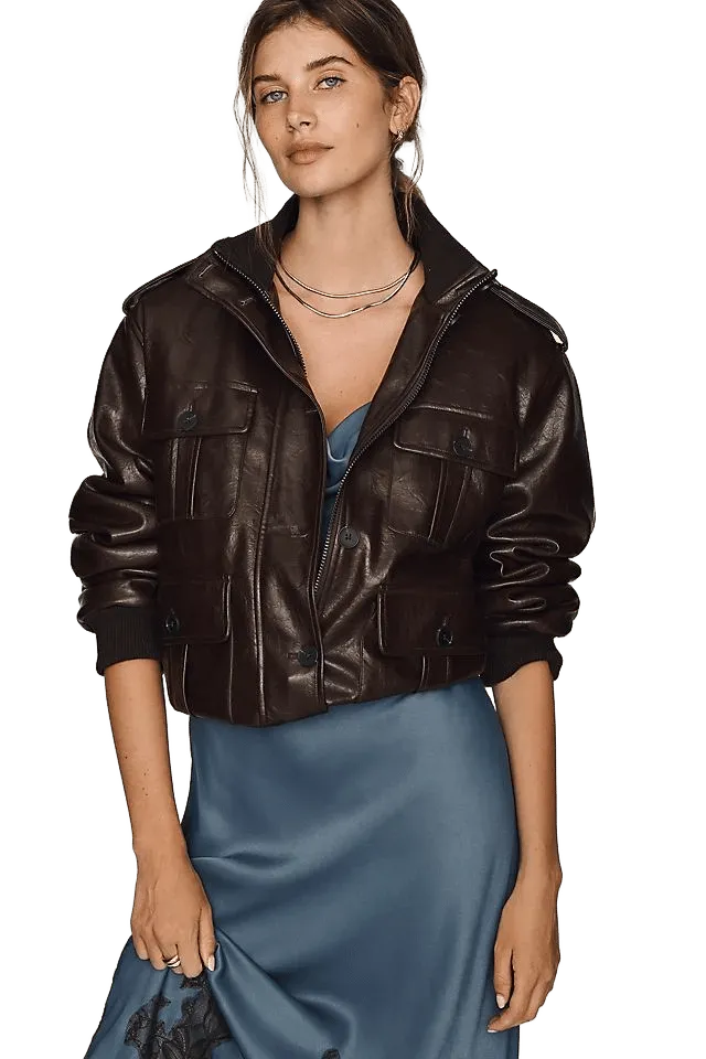 Maeve Faux-Leather Utility Jacket