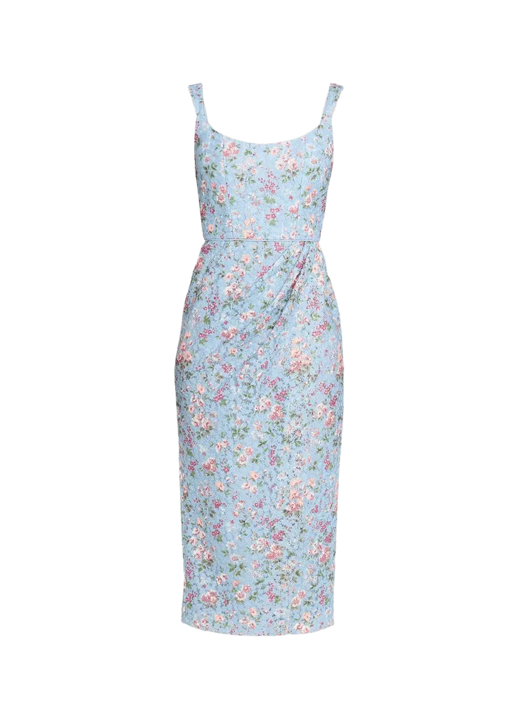 Markarian Marla Floral-Lace Wrap Midi Dress