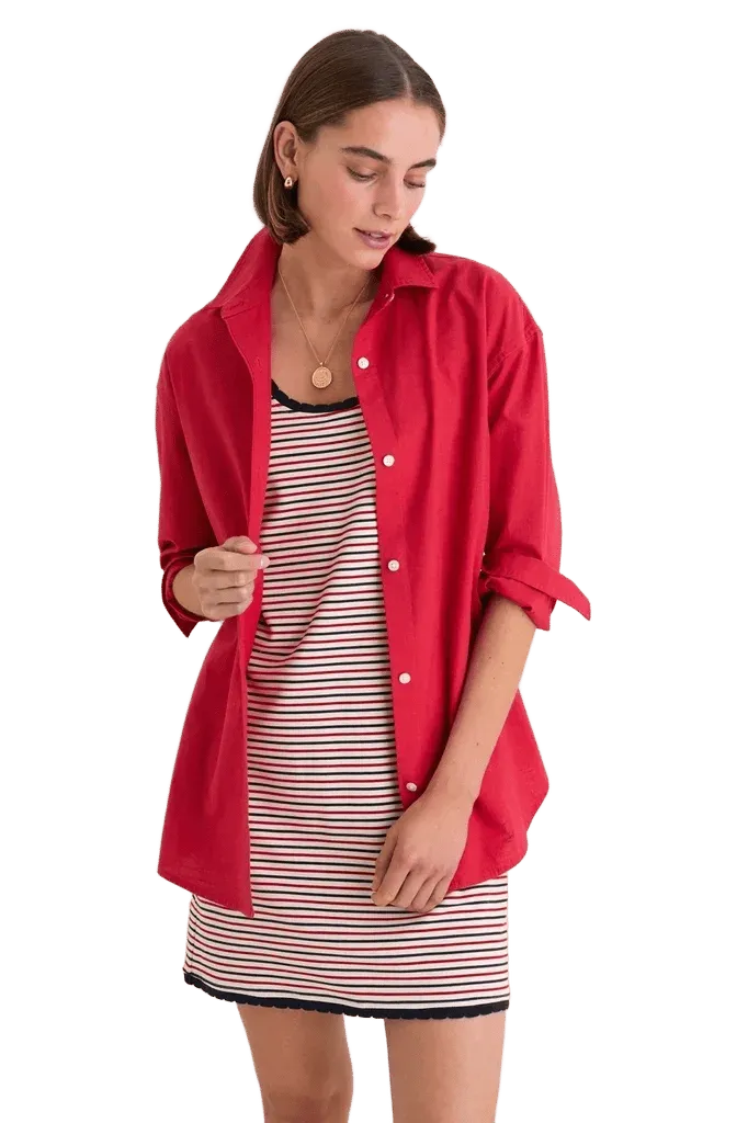 Cherry Rustic Slub Cotton Stallings Button Down
