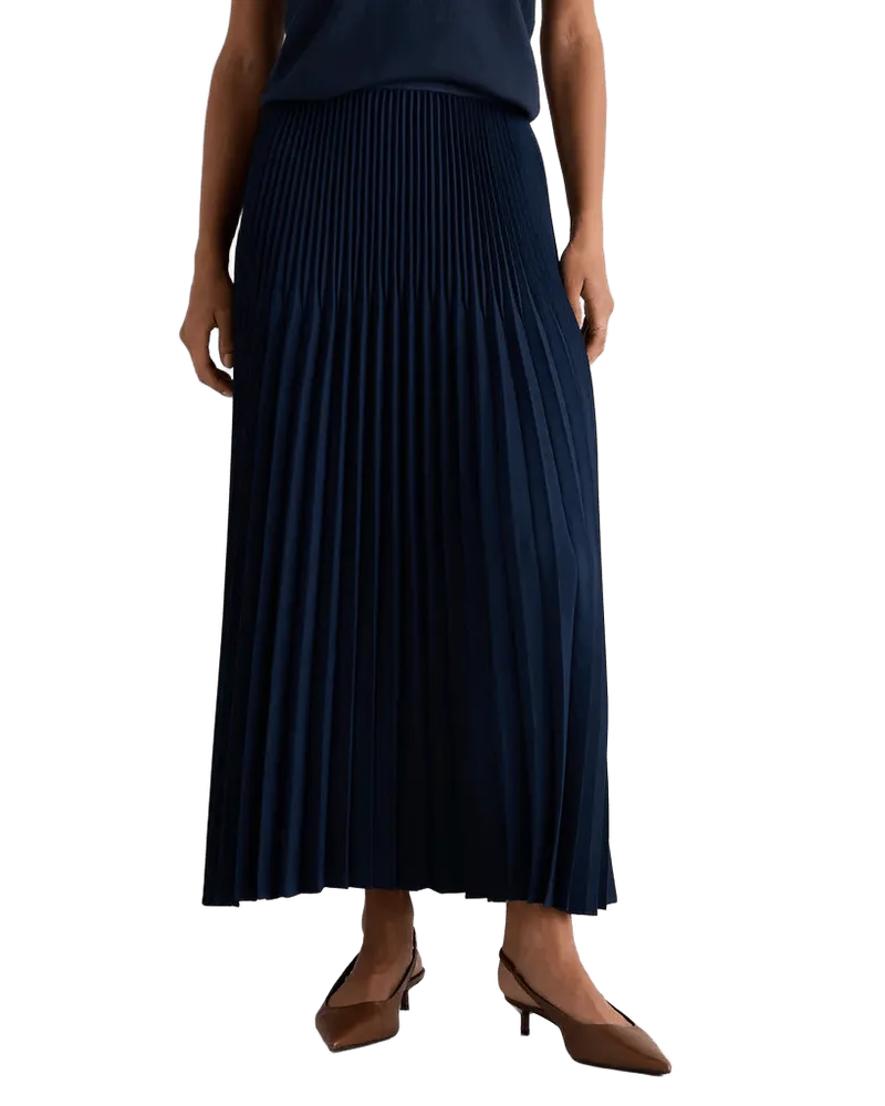 Pleated Matte Midi Skirt