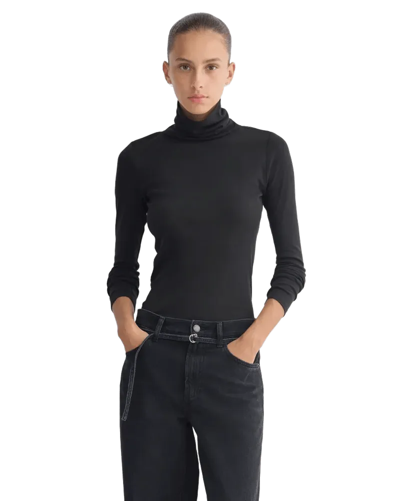 Tissue Long-Sleeve Turtleneck