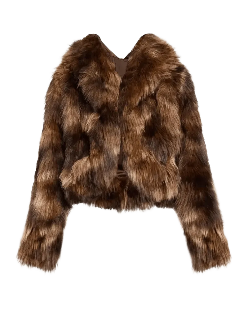 Patchwork Faux Fur Cropped Jacket