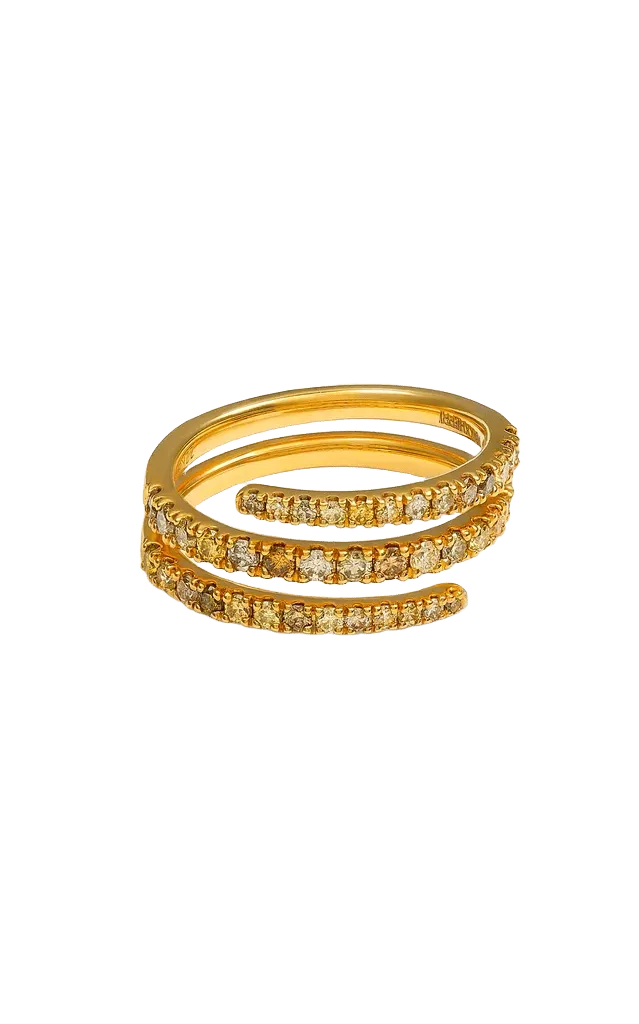 Fancy Color Diamond Pave Coil Pinky Ring