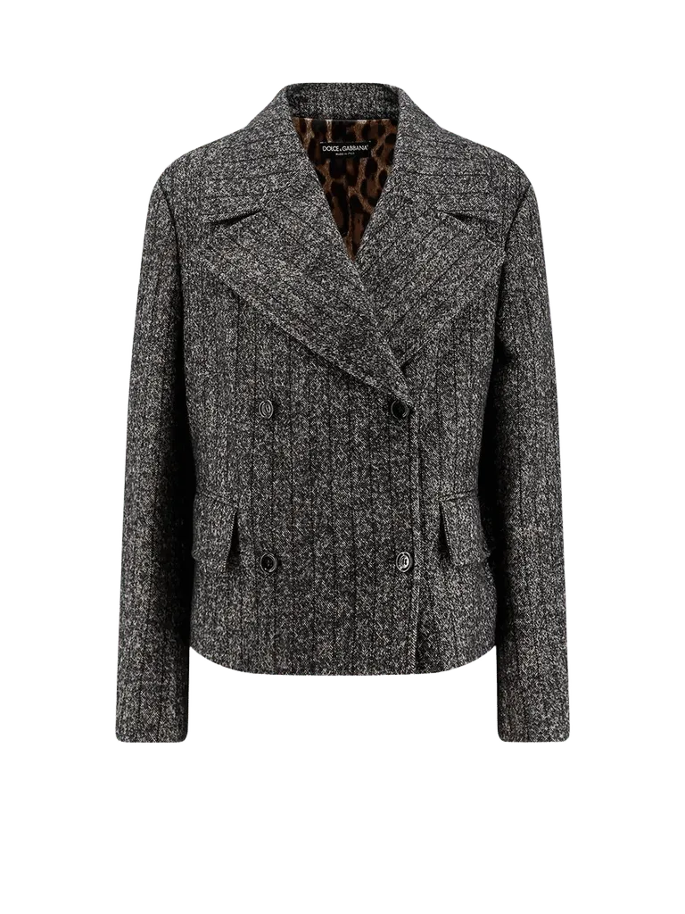 Dolce & Gabbana Wool-Blend Striped Blazer — Gray