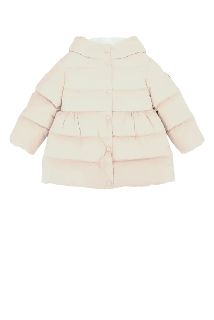 Moncler Jr Long Down Jacket — Pink
