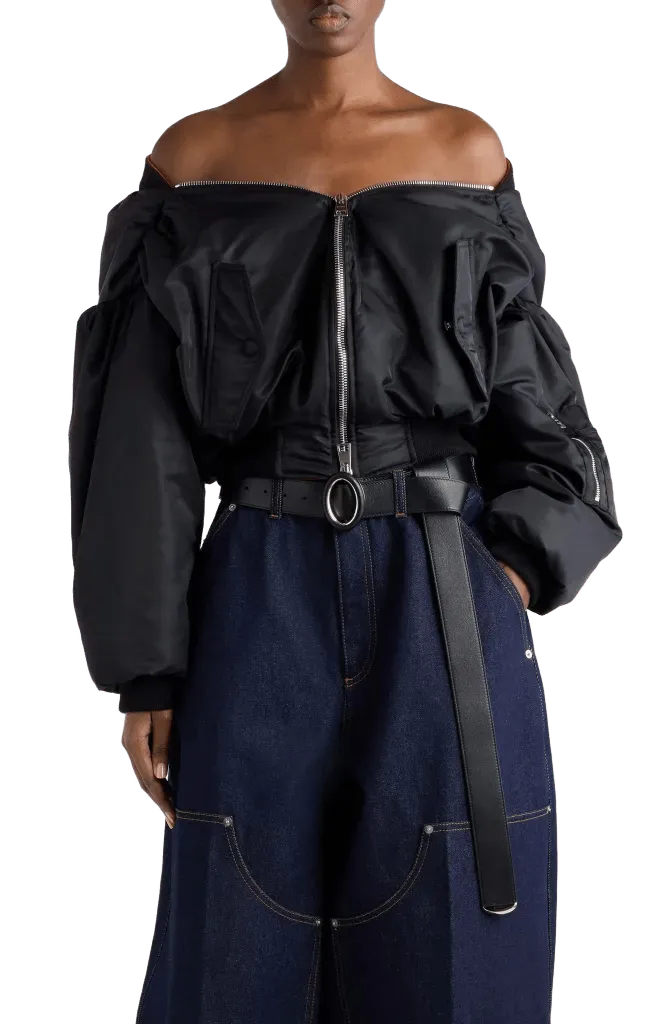 Off the Shoulder Bomber Jacket