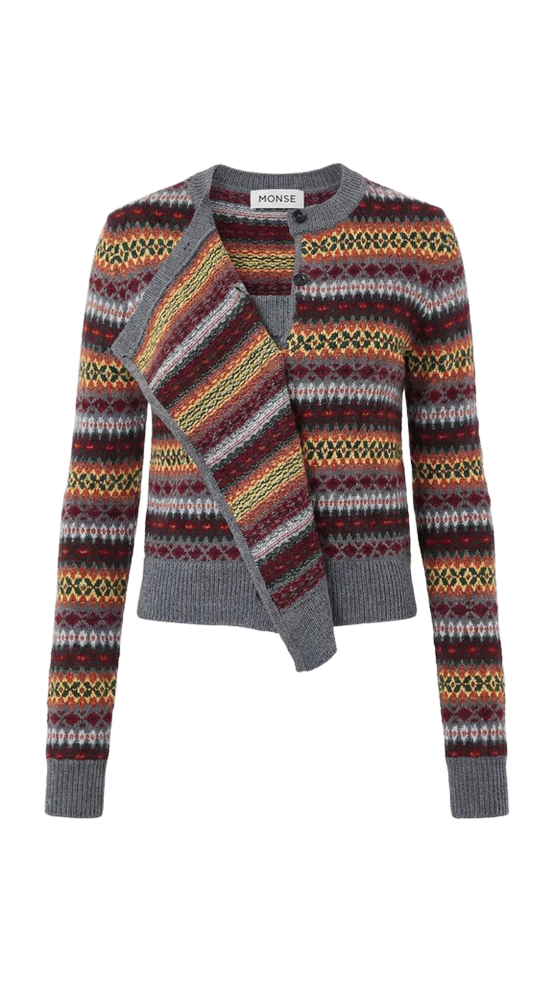 Fair Isle Cascade Knit Cardigan Set