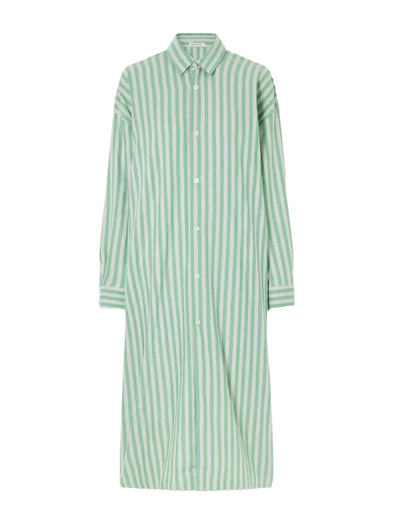 The Long Shirt striped cotton Oxford midi dress