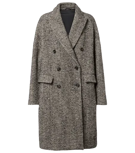 Herringbone wool-blend coat