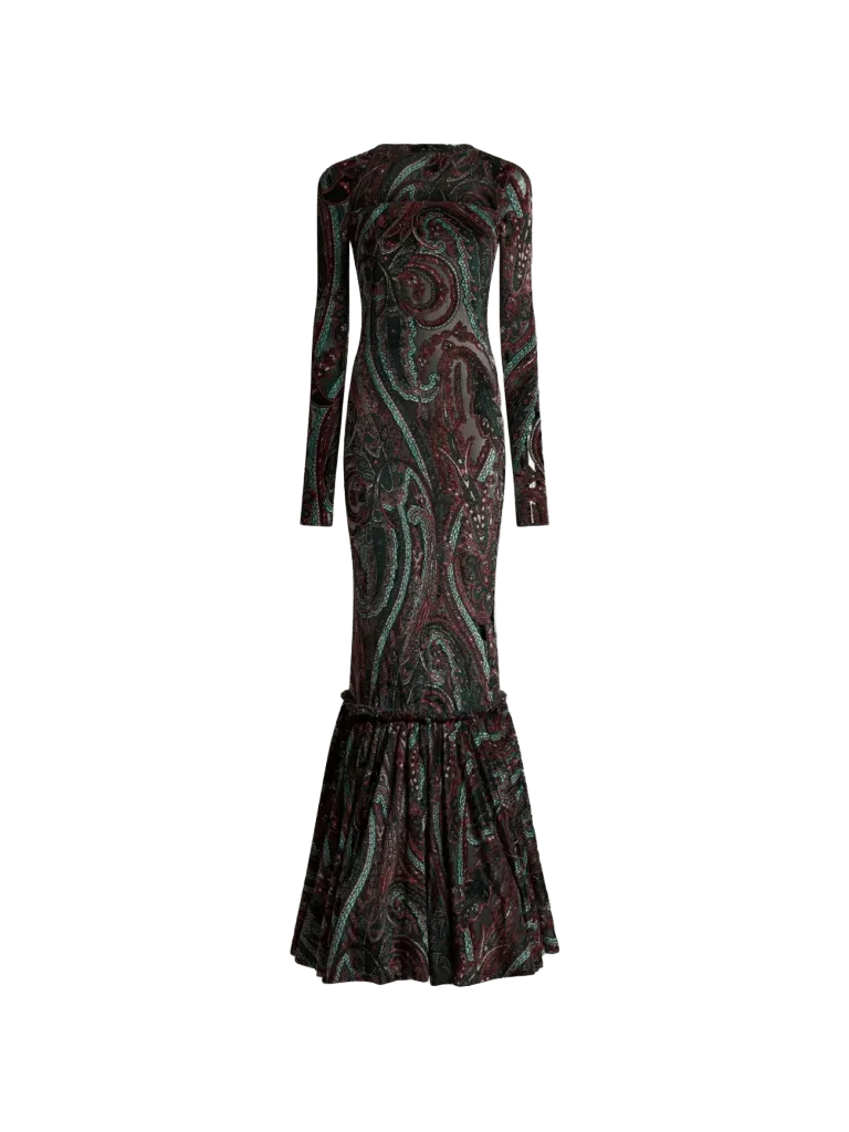 ETRO chenille-jacquard long dress with Paisley motif