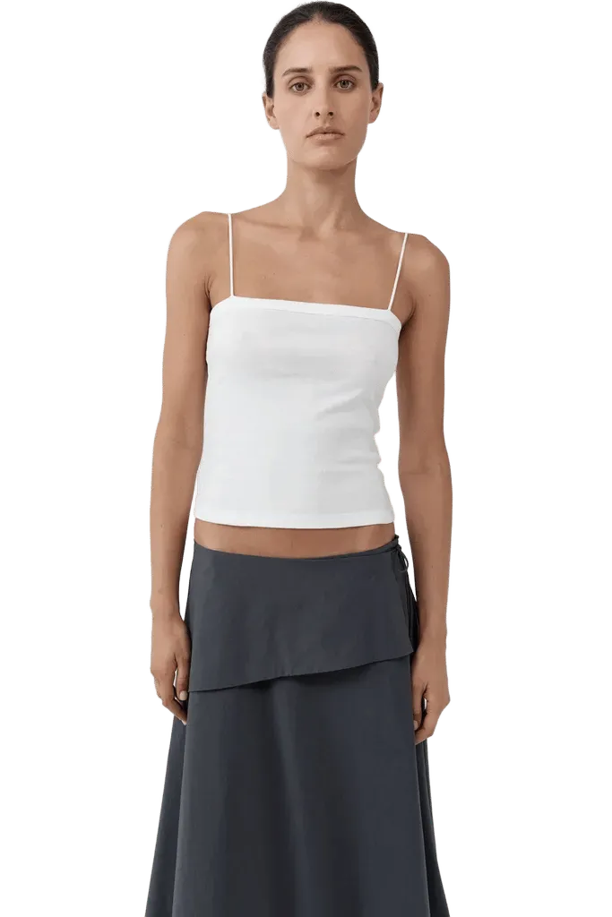 Organic Cotton Square Neck Cami - White
