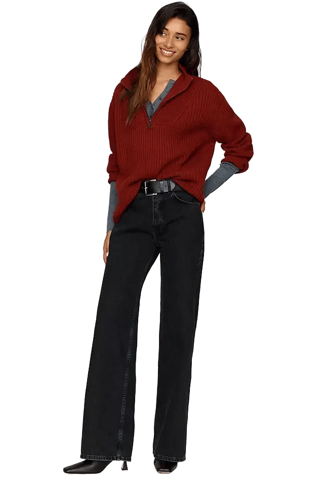 Anine Bing Hugh High Rise Straight Leg Jeans