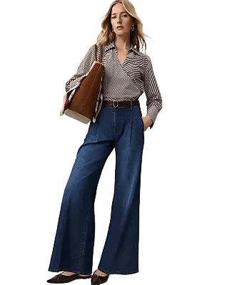 The Pleated Denim Palazzo Pant