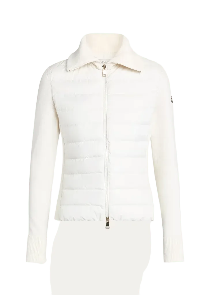 Padded Wool Zip-Up Cardigan