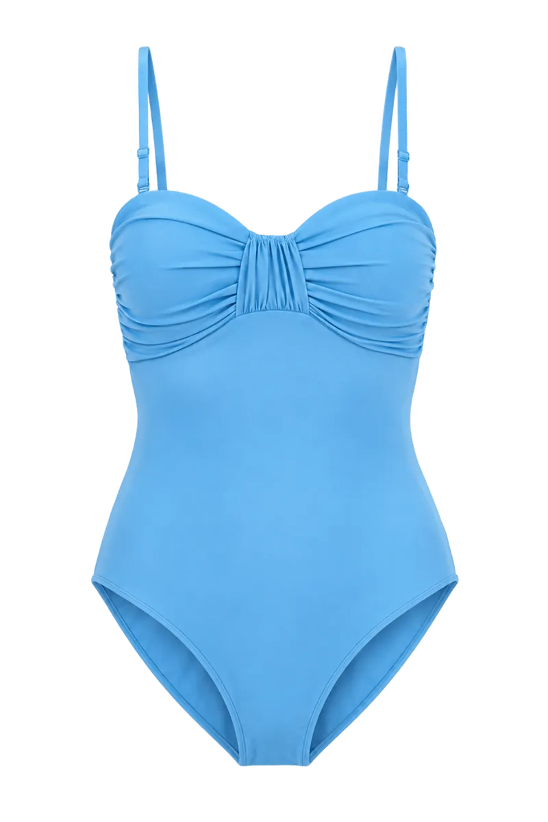 Blue Carmella Lace Draped One Piece