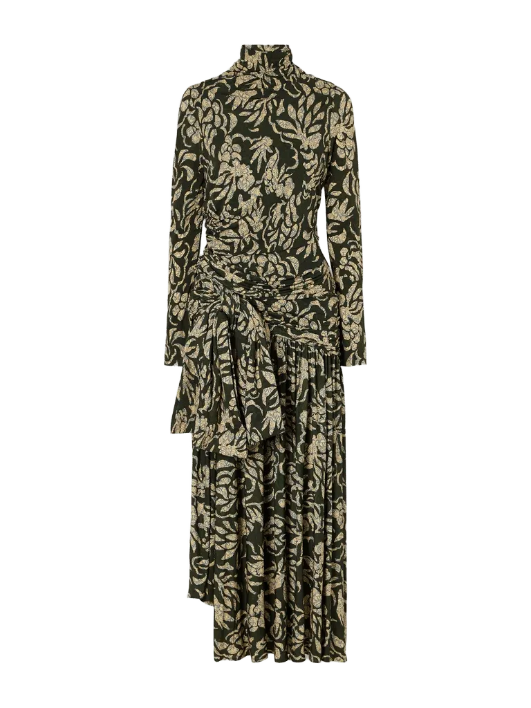 Katy knotted floral-print jersey turtleneck maxi dress