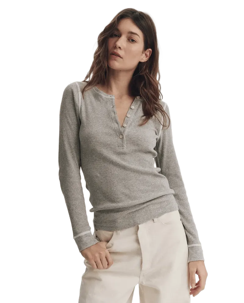 The Baby Rib Henley. -- Heather Grey