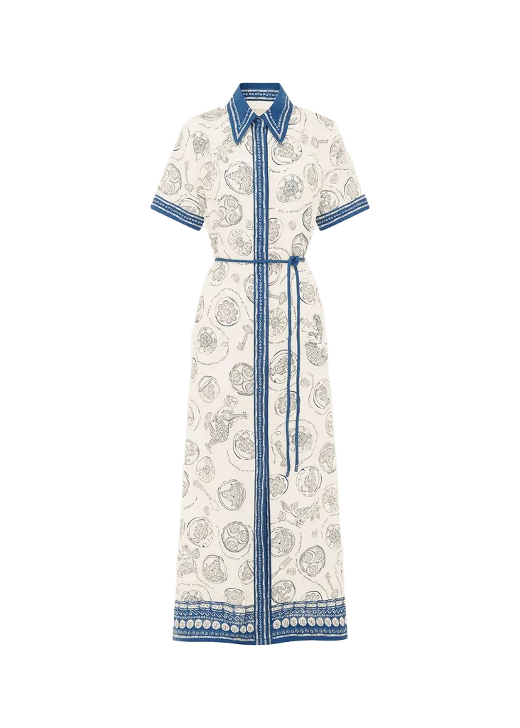 Lucky Printed Linen Maxi Shirtdress
