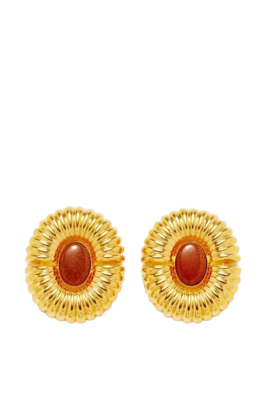 Glittery sun earrings - Gold & Orange