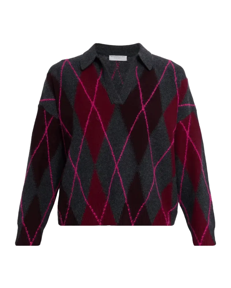 Embroidered Argyle Wool-Cashmere Sweater