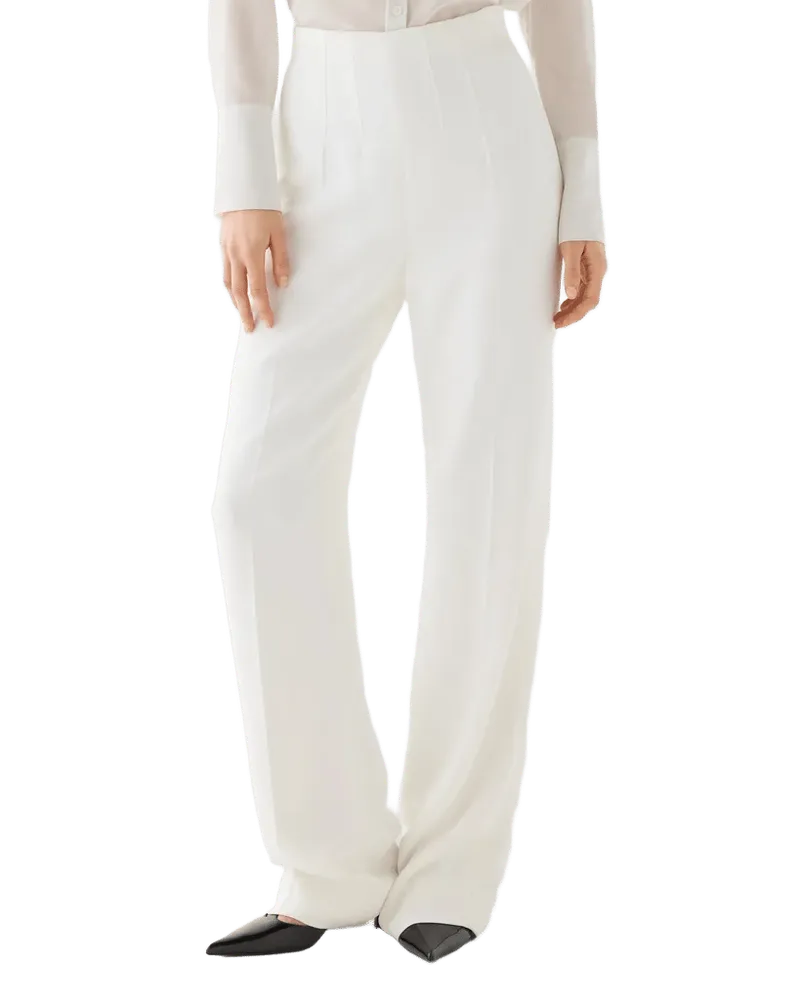Naya Trouser in Stretch Viscose Crepe, Off-White