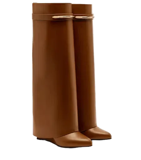 Shark leather knee-high boots
