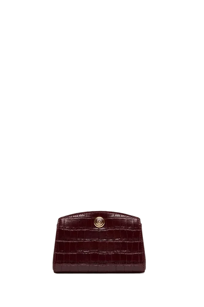 Pushlock Clutch Burgundy Croc