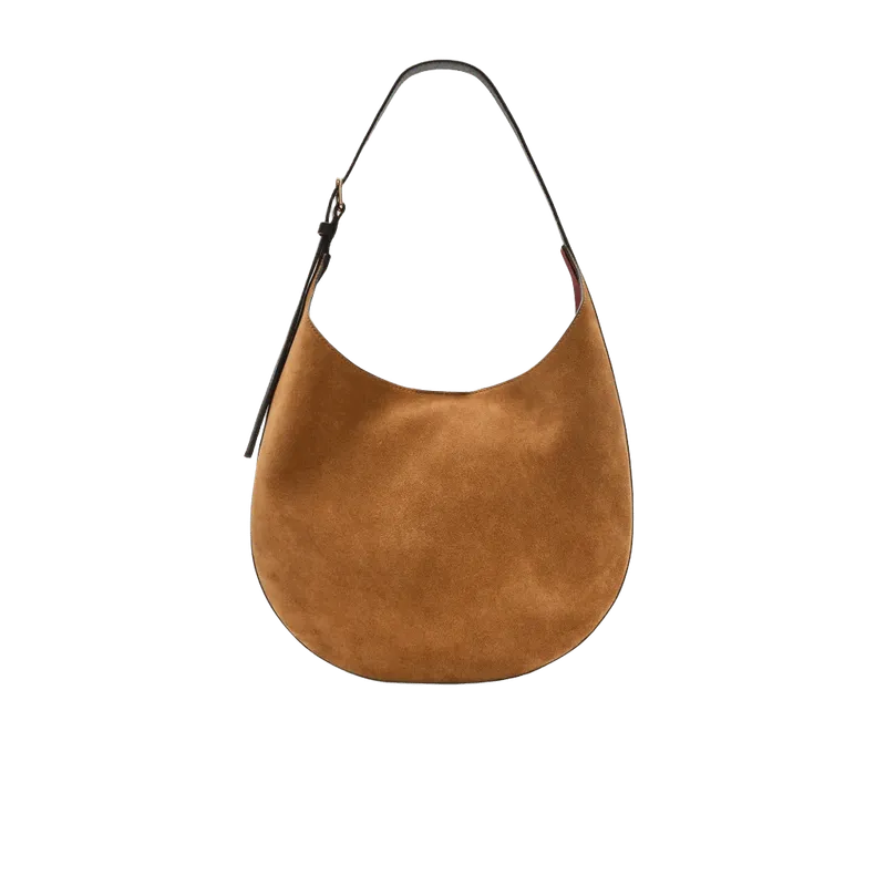 Round shoulder bag in suede