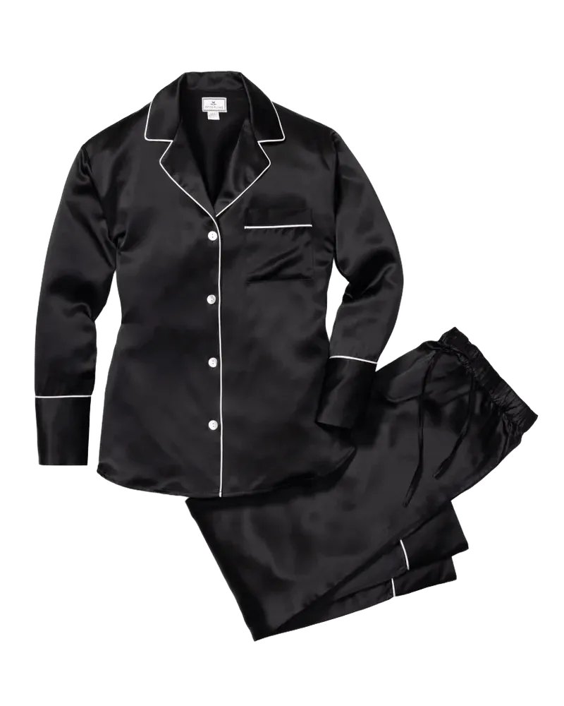 Women's Silk Pajama Set in Black