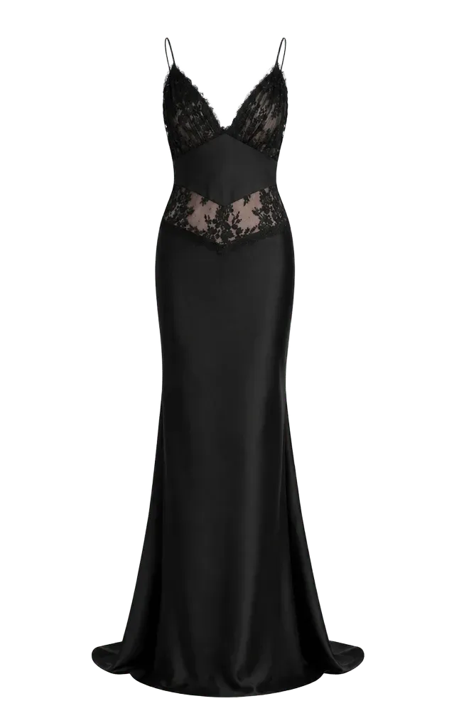 Desire Satin Lace Maxi Dress