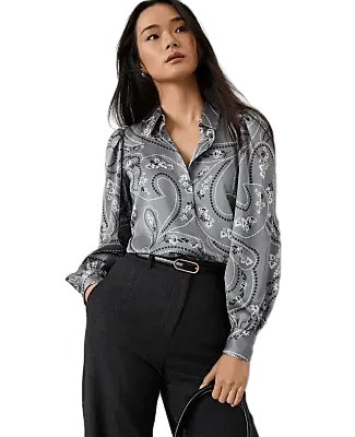 Paisley Collared Blouson Sleeve Shirt