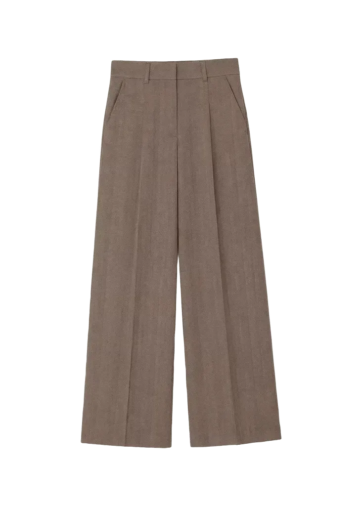 Pleated Virgin Wool Wide-Leg Trousers