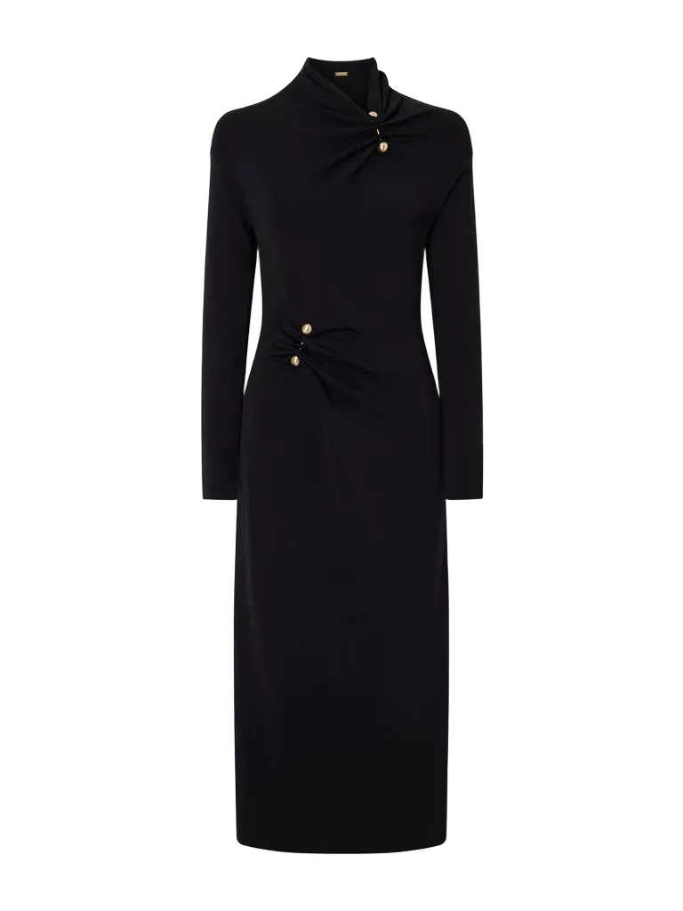 Vera embellished gathered jersey midi dress