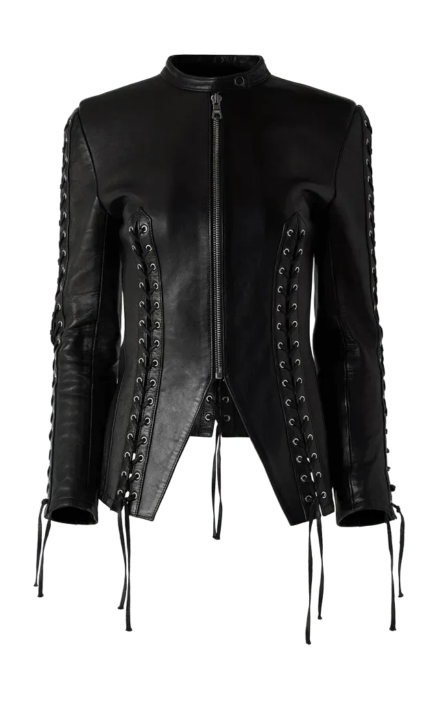 Eloise Lace-Up Leather Jacket