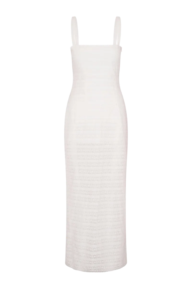 Verna Lace Stripe Midi Dress