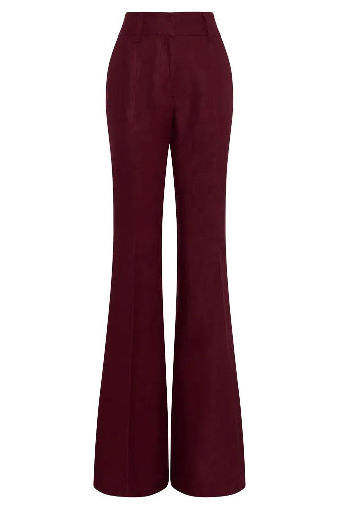 Rhein Flare Pant in Bordeaux Linen Twill