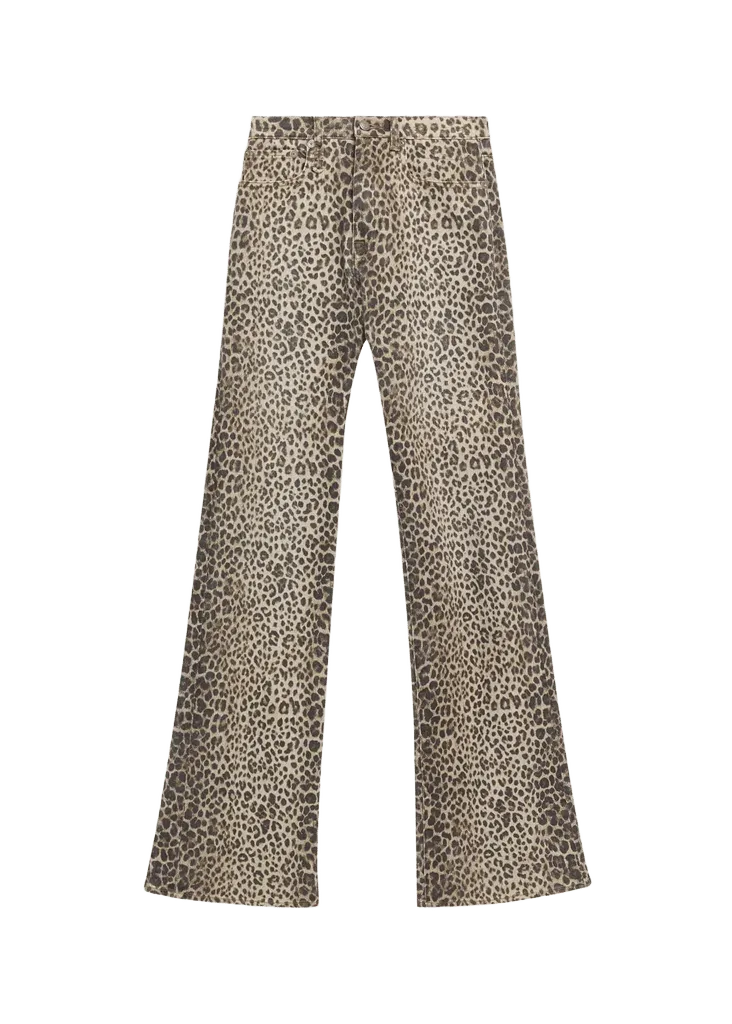 R13 Jane Wide-Leg Leopard Jeans
