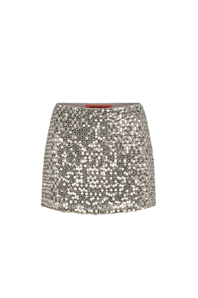 Dizzy Sequin Skirt In Satellite Silver
