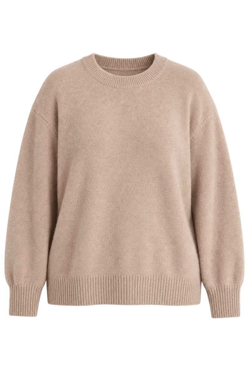 Mongolian Cashmere Oversized Crewneck Sweater - Plus Size