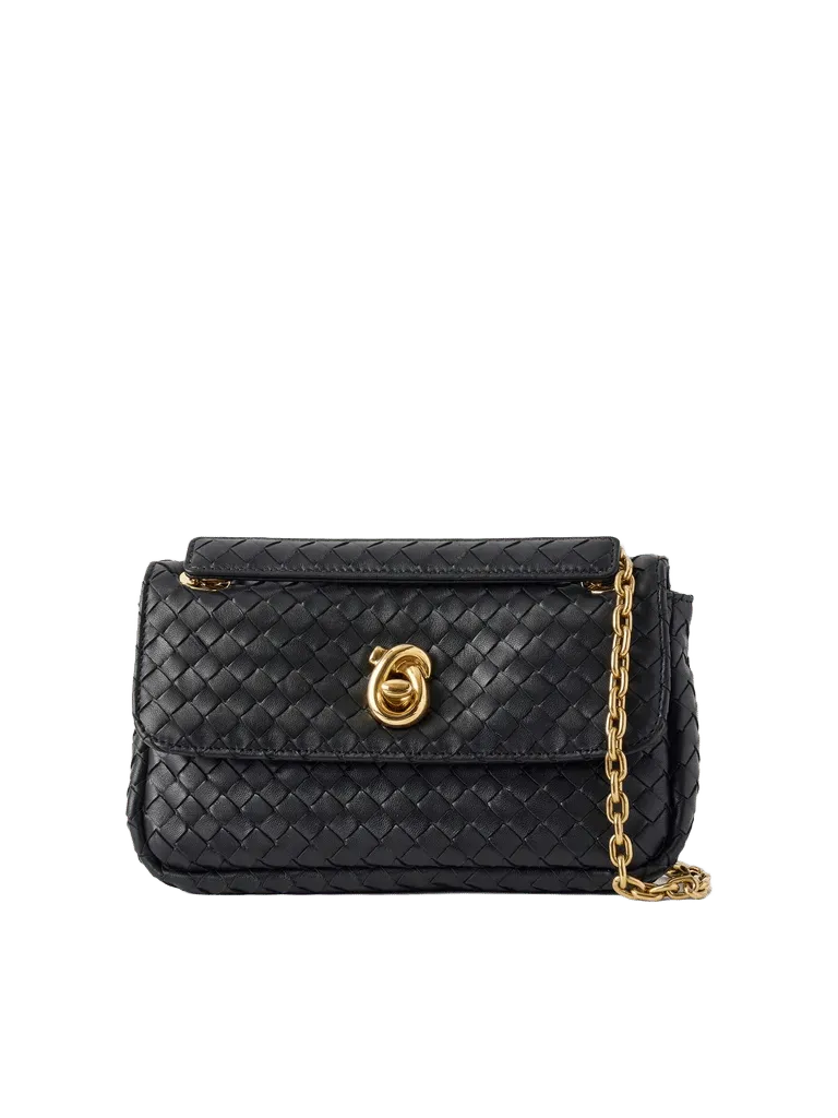 Intrecciato leather shoulder bag - black - One Size
