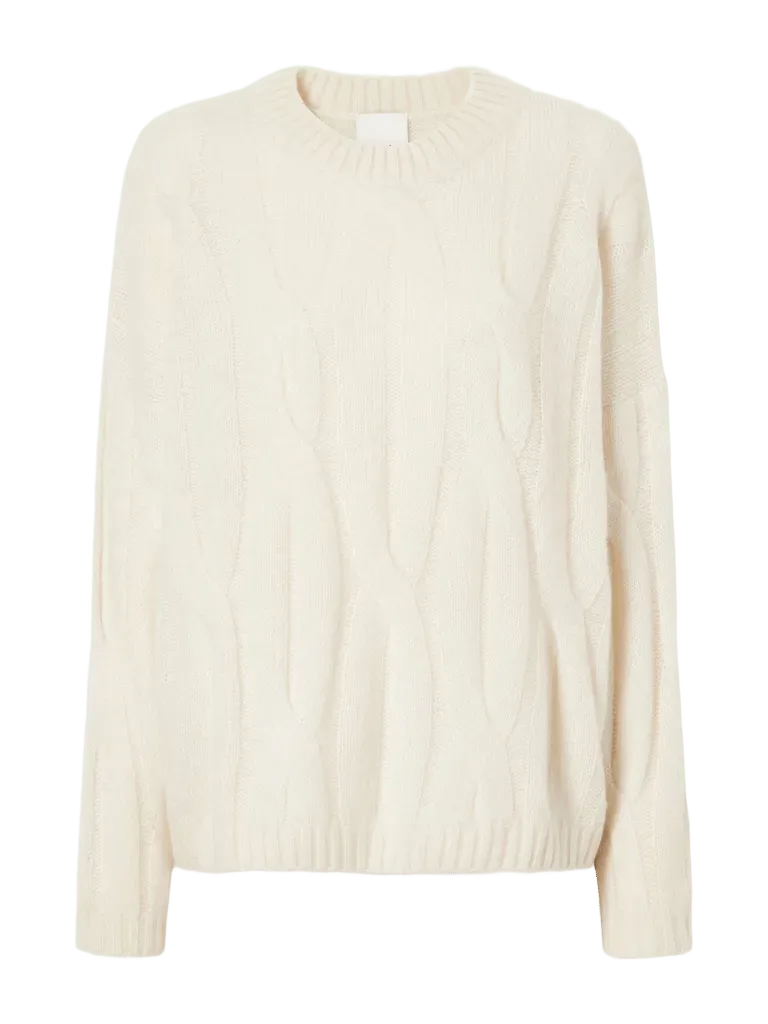 Cable-knit cashmere and silk-blend sweater