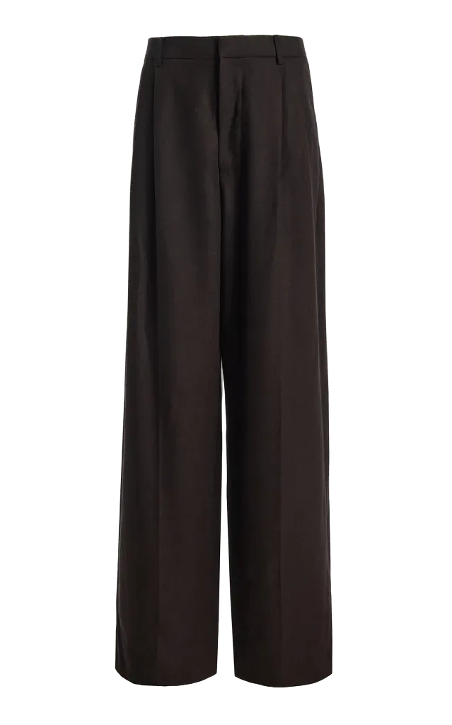 Sathia Felted Wool Wide-Leg Pants