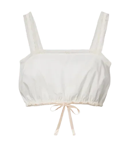 Alma lace-trimmed cotton crop top