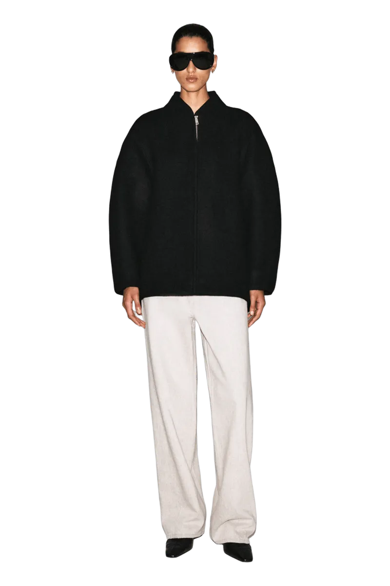 SCULPTED WOOL-BLEND ZIP-UP JACKET