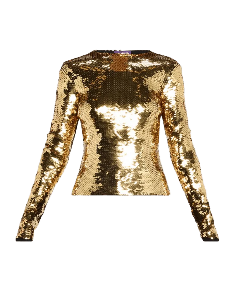 Sequined Long-Sleeve Fitted Top
