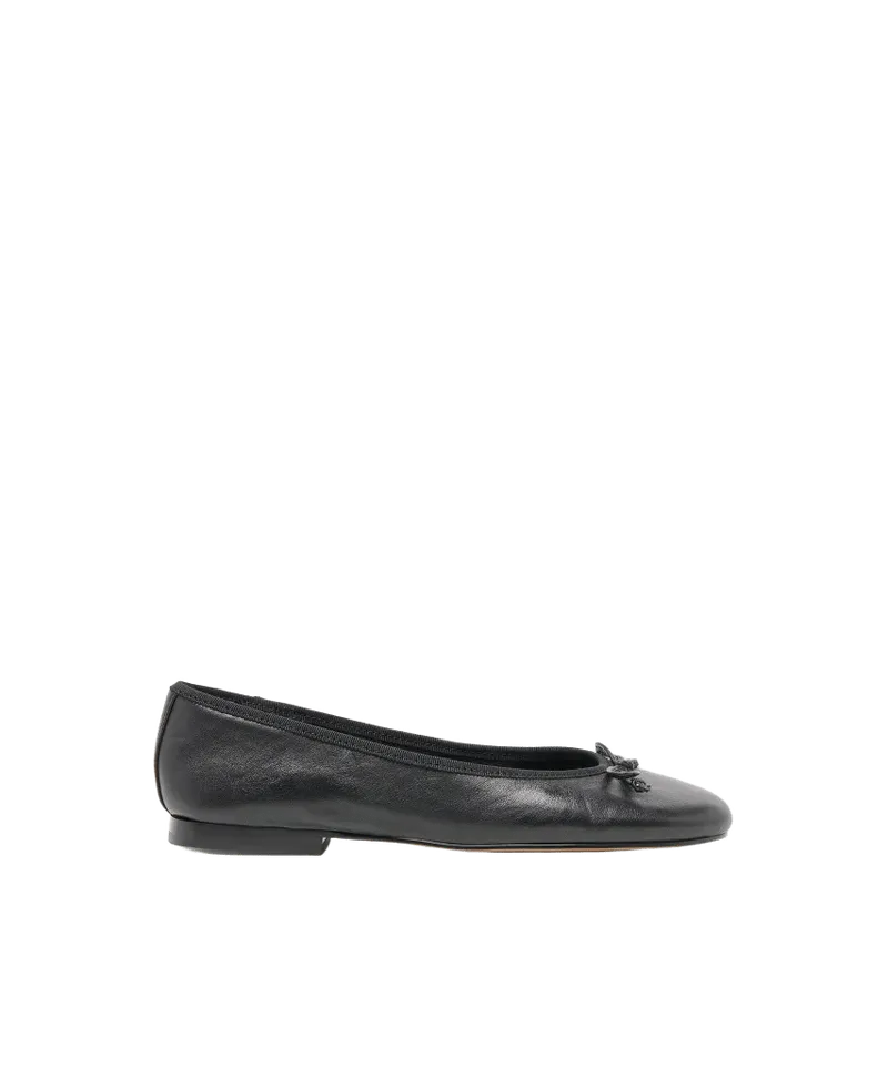 Ritla Wide Ballet Flats Black Leather