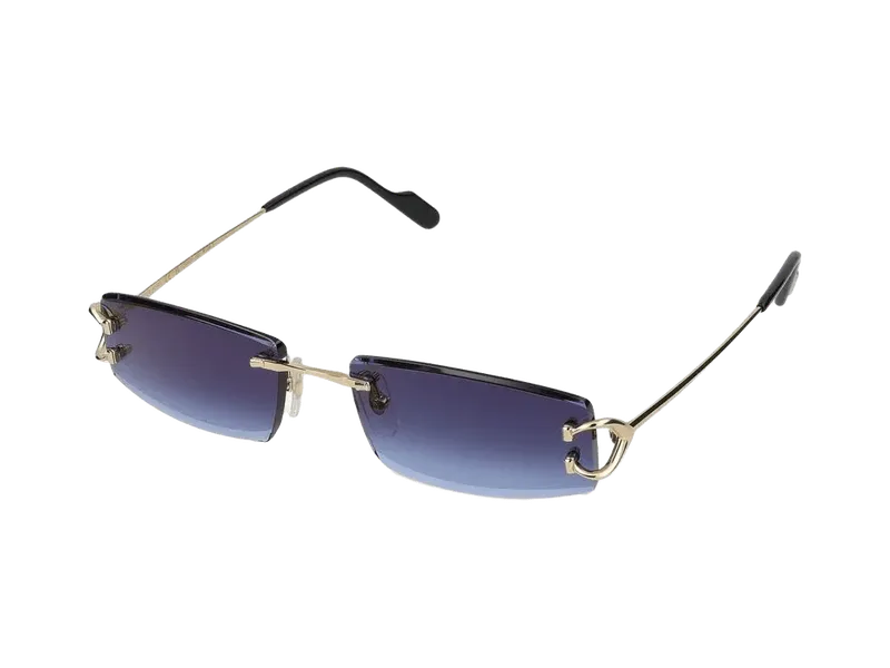Cartier CT0465S Rimless Gold-Metal Sunglasses — Blue
